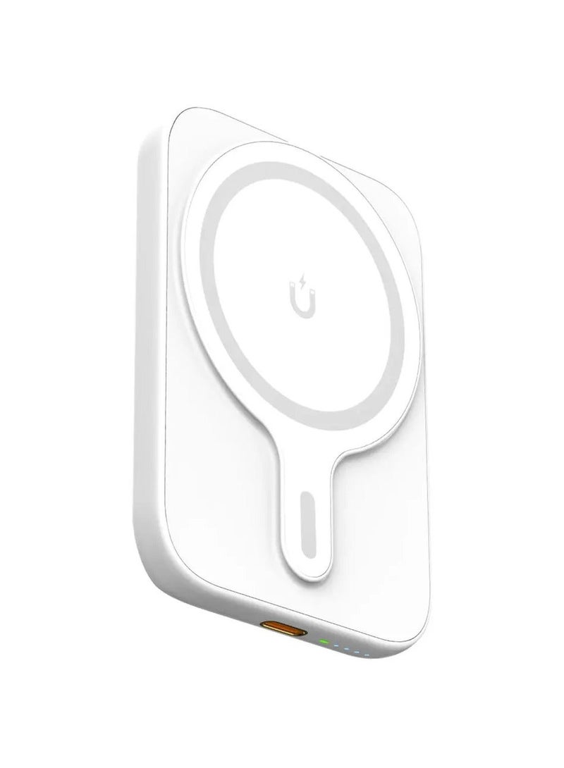 MICRODIA SNAPPower Anchor 5000mAh Wireless Power Bank, 35W PD USB-C Megantic Portable Charger, MagSafe Wireless Charger for iPhone 16/15/14/13/12 Series, Samsung S25 Ultra – White - Image 2